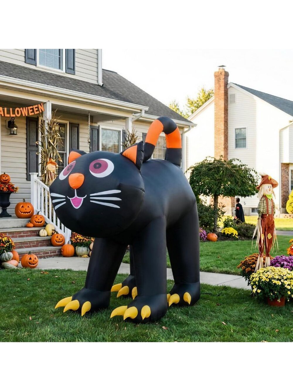 5.91 FT Halloween Inflatable Black Cat Yard Decor with LED Lights for Outdoor